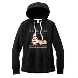 Its The Most Wonderful Time Of The Year Christmas tree cake  Women's Fleece Hoodie