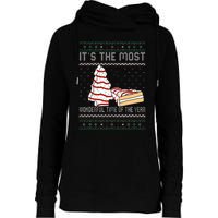 Its The Most Wonderful Time Of The Year Christmas tree cake  Womens Funnel Neck Pullover Hood