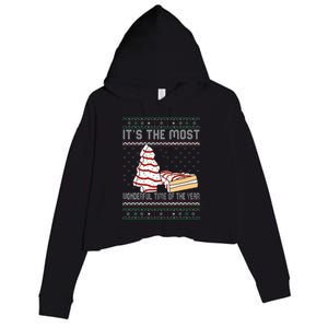 Its The Most Wonderful Time Of The Year Christmas tree cake  Crop Fleece Hoodie