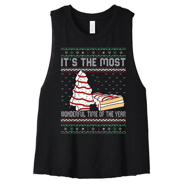 Its The Most Wonderful Time Of The Year Christmas tree cake  Women's Racerback Cropped Tank