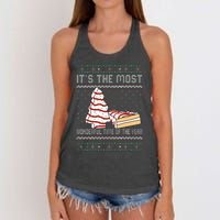 Its The Most Wonderful Time Of The Year Christmas tree cake  Women's Knotted Racerback Tank