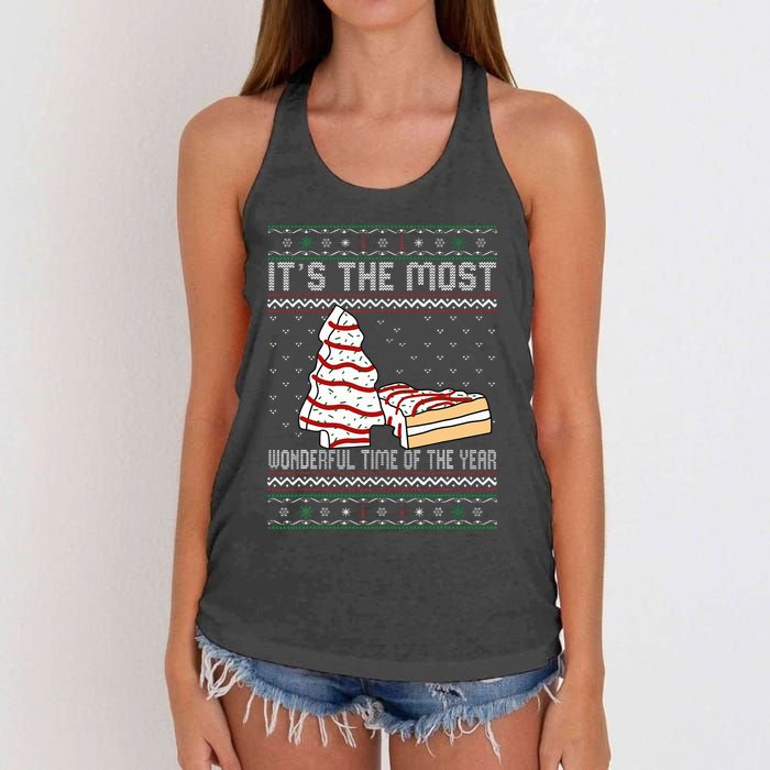 Its The Most Wonderful Time Of The Year Christmas tree cake  Women's Knotted Racerback Tank