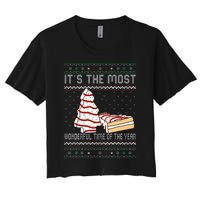 Its The Most Wonderful Time Of The Year Christmas tree cake  Women's Crop Top Tee