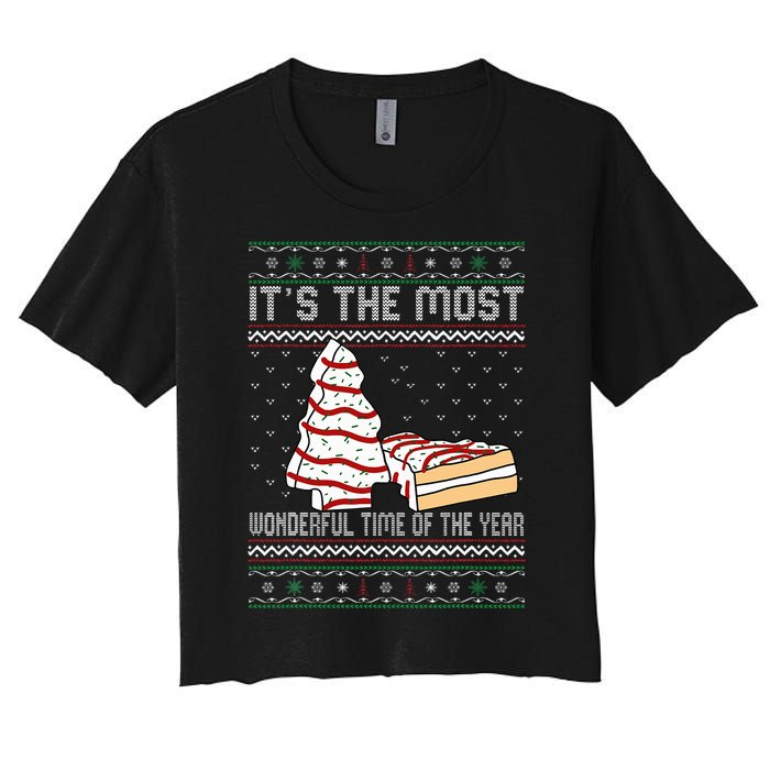 Its The Most Wonderful Time Of The Year Christmas tree cake  Women's Crop Top Tee