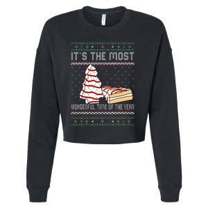 Its The Most Wonderful Time Of The Year Christmas tree cake  Cropped Pullover Crew