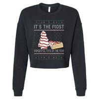 Its The Most Wonderful Time Of The Year Christmas tree cake  Cropped Pullover Crew