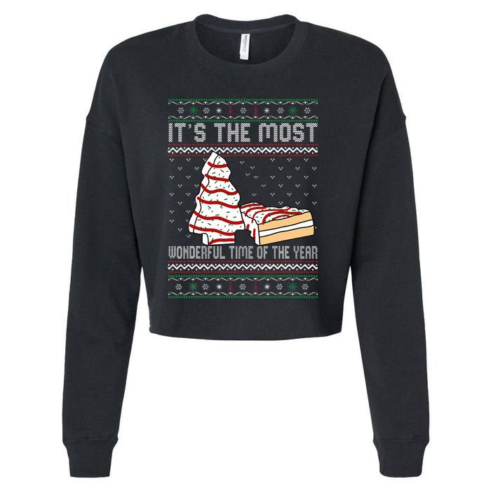 Its The Most Wonderful Time Of The Year Christmas tree cake  Cropped Pullover Crew