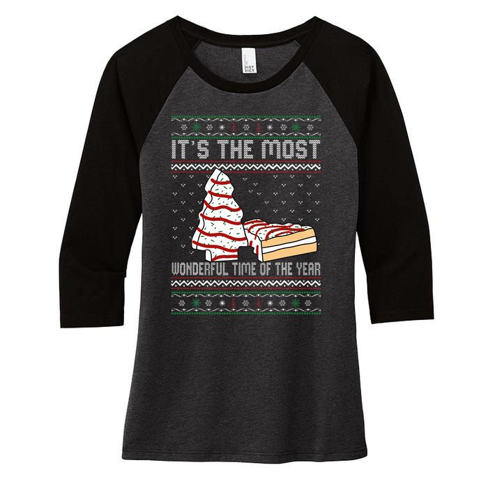 Its The Most Wonderful Time Of The Year Christmas tree cake  Women's Tri-Blend 3/4-Sleeve Raglan Shirt