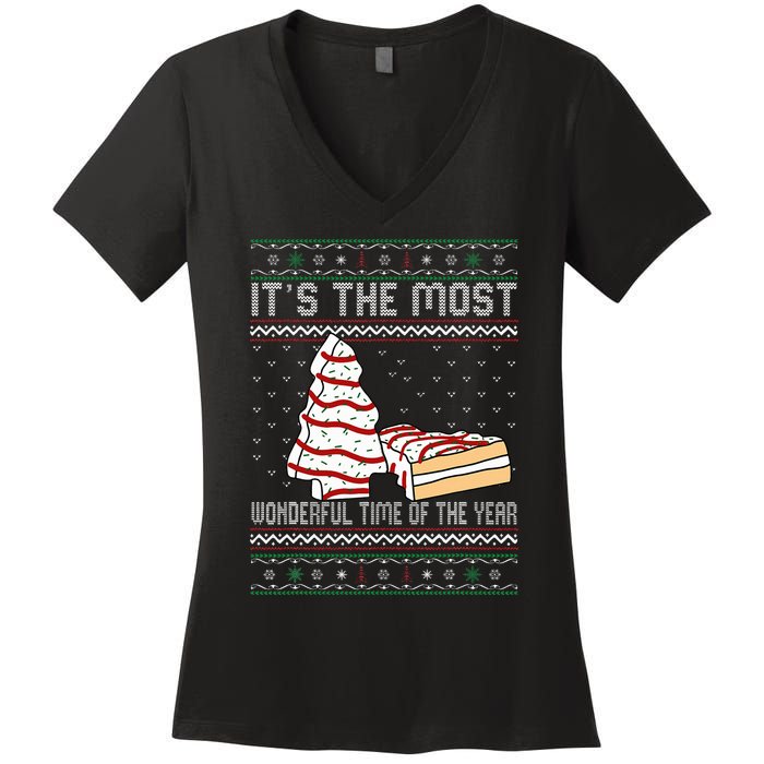 Its The Most Wonderful Time Of The Year Christmas tree cake  Women's V-Neck T-Shirt