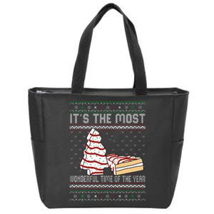 Its The Most Wonderful Time Of The Year Christmas tree cake  Zip Tote Bag