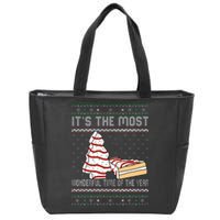 Its The Most Wonderful Time Of The Year Christmas tree cake  Zip Tote Bag