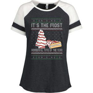 Its The Most Wonderful Time Of The Year Christmas tree cake  Enza Ladies Jersey Colorblock Tee