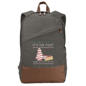 Its The Most Wonderful Time Of The Year Christmas tree cake  Cotton Canvas Backpack