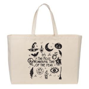 Its The Most Wonderful Time Of The Year Spooky Halloween Witch Cotton Canvas Jumbo Tote