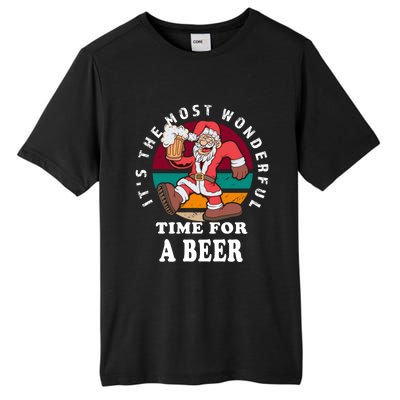 ItS The Most Wonderful Time For A Beer Vintage Santa Claus Gift Tall Fusion ChromaSoft Performance T-Shirt