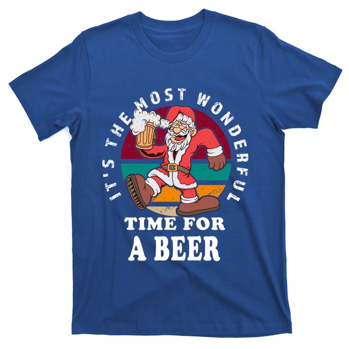 ItS The Most Wonderful Time For A Beer Vintage Santa Claus Gift T-Shirt