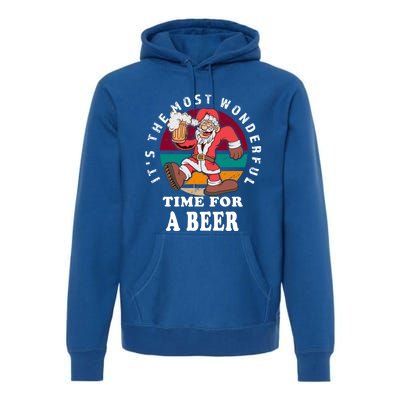 ItS The Most Wonderful Time For A Beer Vintage Santa Claus Gift Premium Hoodie