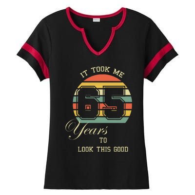 It Took Me 65 Years To Look This Good 65th Birthday Gift Ladies Halftime Notch Neck Tee