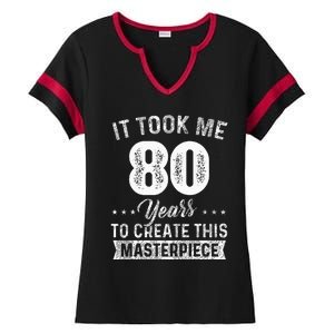 It Took Me 80 Years Masterpiece 80th Birthday 80 Years Old Ladies Halftime Notch Neck Tee