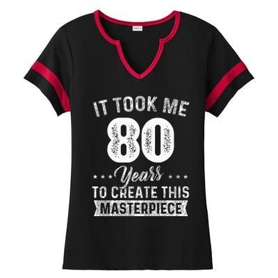 It Took Me 80 Years Masterpiece 80th Birthday 80 Years Old Ladies Halftime Notch Neck Tee