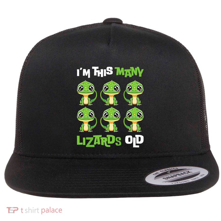 IM This Many Lizards Old Cute Lizard 6th Birthday 6 Years Flat Bill Trucker Hat