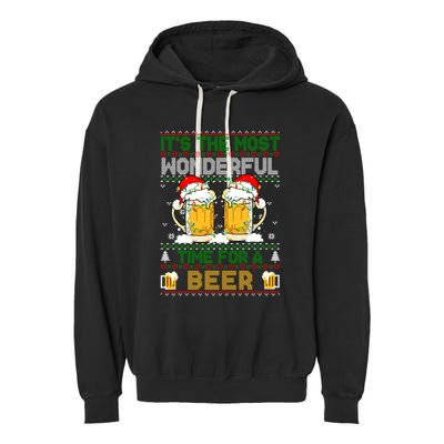 It’S The Most Wonderful Time For A Beer Christmas Garment-Dyed Fleece Hoodie