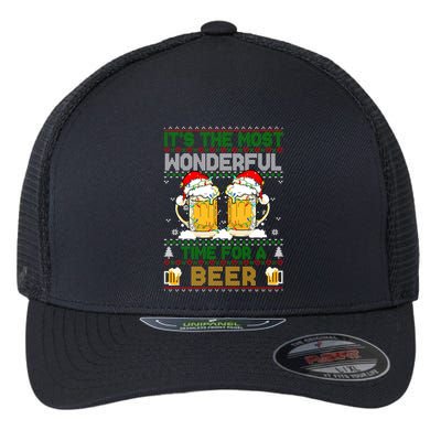 It’S The Most Wonderful Time For A Beer Christmas Flexfit Unipanel Trucker Cap