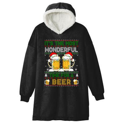 It’S The Most Wonderful Time For A Beer Christmas Hooded Wearable Blanket
