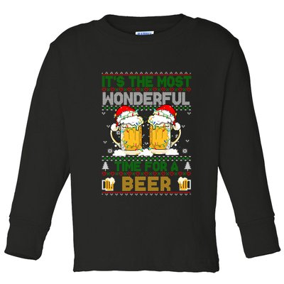 It’S The Most Wonderful Time For A Beer Christmas Toddler Long Sleeve Shirt