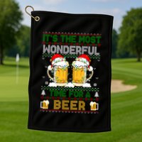 It’S The Most Wonderful Time For A Beer Christmas Golf Towel