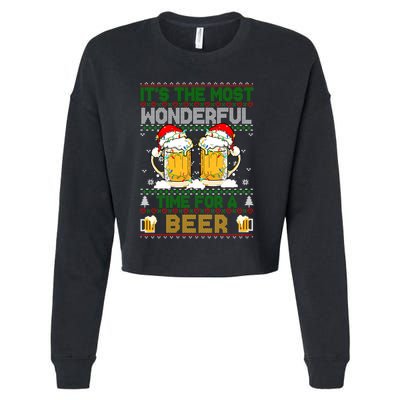 It’S The Most Wonderful Time For A Beer Christmas Cropped Pullover Crew