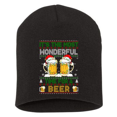 It’S The Most Wonderful Time For A Beer Christmas Short Acrylic Beanie