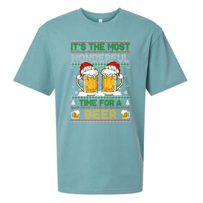 It’S The Most Wonderful Time For A Beer Christmas Sueded Cloud Jersey T-Shirt