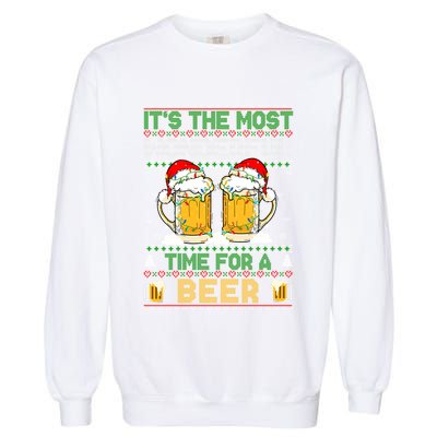 It’S The Most Wonderful Time For A Beer Christmas Garment-Dyed Sweatshirt
