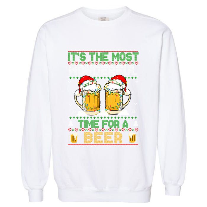 It’S The Most Wonderful Time For A Beer Christmas Garment-Dyed Sweatshirt