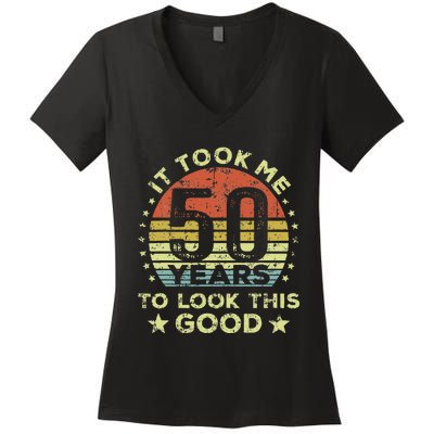 It took me 50 years to look this good 50th Birthday Women's V-Neck T-Shirt