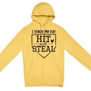 I Teach My To Hit And Steal Baseball Softball Mom Women Premium Pullover Hoodie