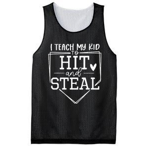 I Teach My To Hit And Steal Baseball Softball Mom Women Mesh Reversible Basketball Jersey Tank