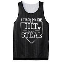 I Teach My To Hit And Steal Baseball Softball Mom Women Mesh Reversible Basketball Jersey Tank