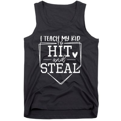 I Teach My To Hit And Steal Baseball Softball Mom Women Tank Top