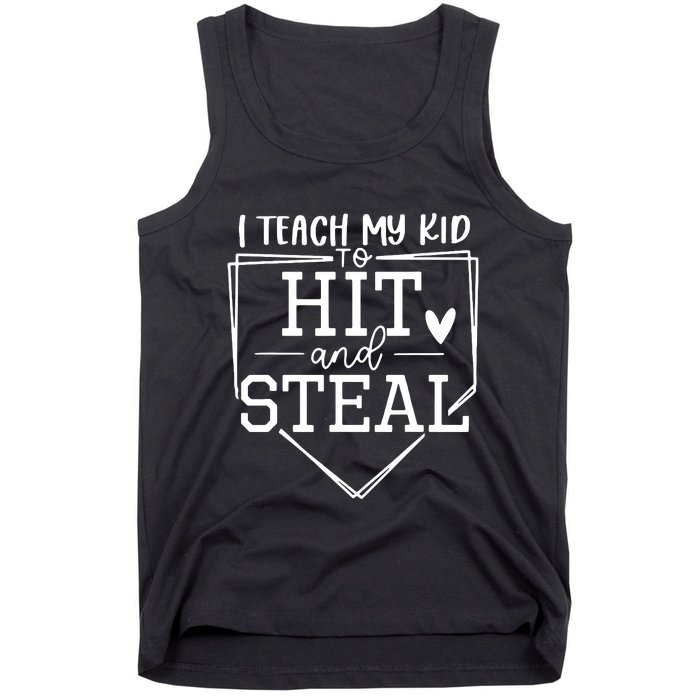 I Teach My To Hit And Steal Baseball Softball Mom Women Tank Top