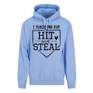 I Teach My To Hit And Steal Baseball Softball Mom Women Unisex Surf Hoodie