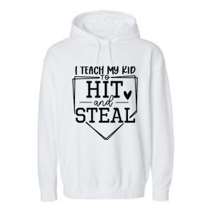 I Teach My To Hit And Steal Baseball Softball Mom Women Garment-Dyed Fleece Hoodie