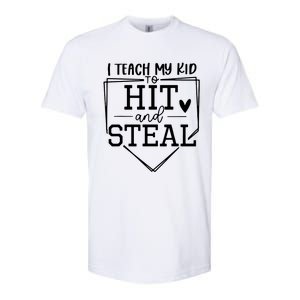 I Teach My To Hit And Steal Baseball Softball Mom Women Softstyle CVC T-Shirt