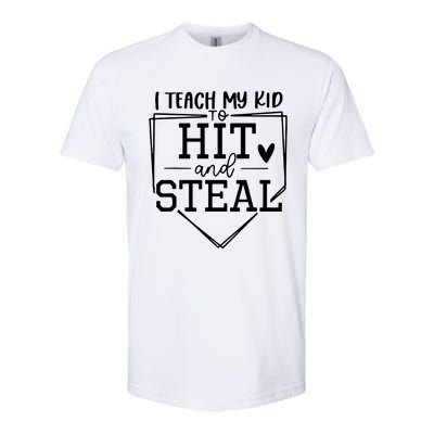 I Teach My To Hit And Steal Baseball Softball Mom Women Softstyle CVC T-Shirt