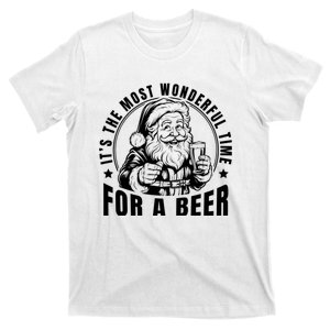 It’S The Most Wonderful Time For A Beer Santa Holding Beer Christmas T-Shirt