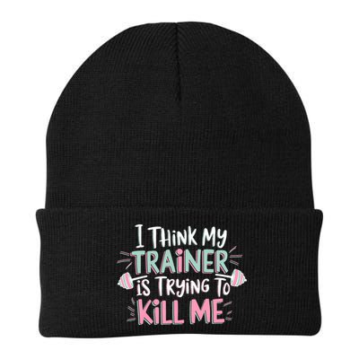 I Think My Trainer Is Trying To Kill Me Funny Gymer Beanie