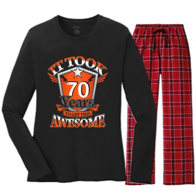 It Took Me 70 Years To Get This Awesome 70 Birthday Gift Women's Long Sleeve Flannel Pajama Set 