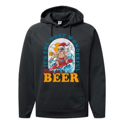 Its The Most Wonderful Time For Santa Christmas In July Performance Fleece Hoodie