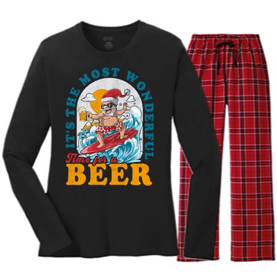 Its The Most Wonderful Time For Santa Christmas In July Women's Long Sleeve Flannel Pajama Set 